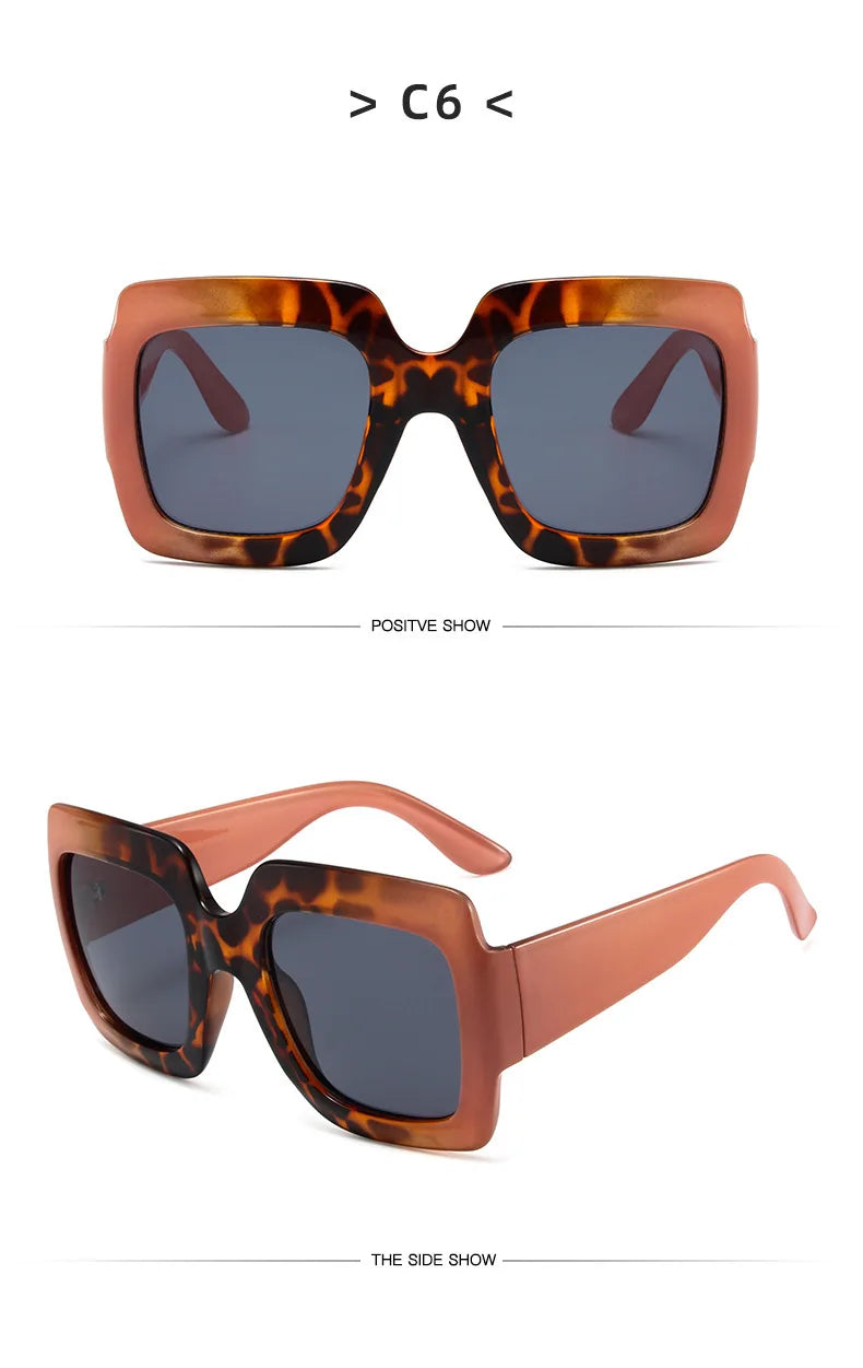 Fashion Women Oversize Sunglasses Gradient Retro Luxury Brand Designer Square Sun Glasses Female Trending Shades UV400 Eyeglas