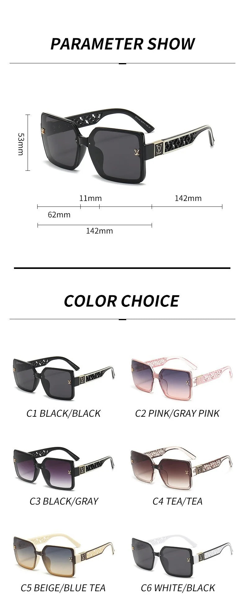 Luxury Stylish Brand Sunglasses for Women and Men Oversize Square Designer Sun Glasses Ladies Fashion Trend Eyewear UV400
