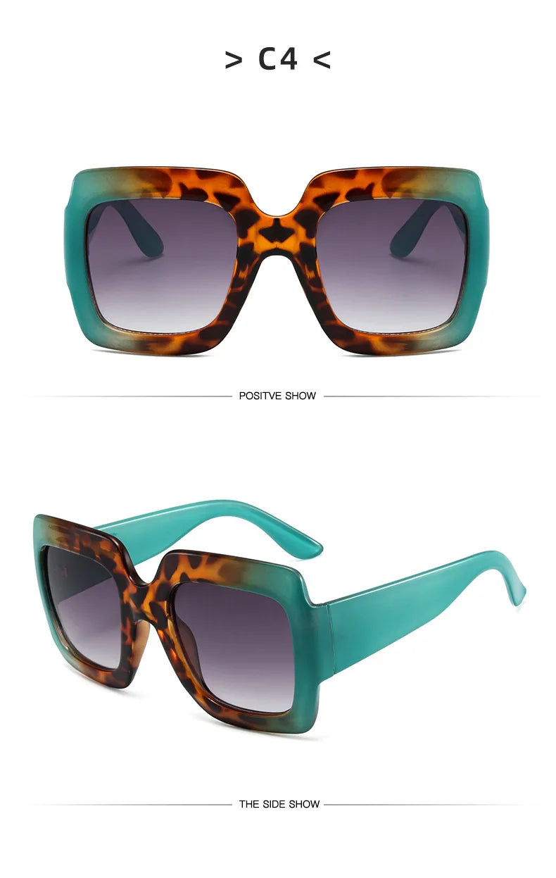 Fashion Women Oversize Sunglasses Gradient Retro Luxury Brand Designer Square Sun Glasses Female Trending Shades UV400 Eyeglas