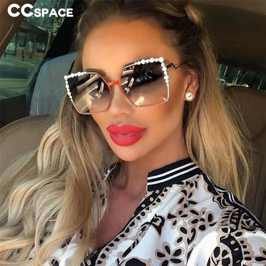 46340 Luxury Brand Sunglasses Pearl Decoration Women Fashion Shades Uv400 Lady's Vintage Glasses
