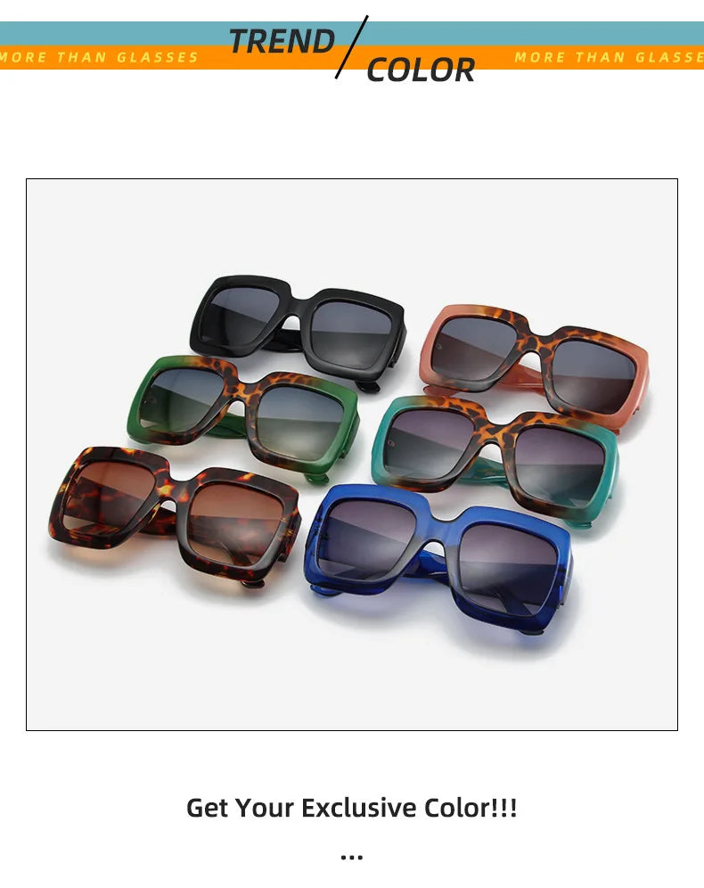 Fashion Women Oversize Sunglasses Gradient Retro Luxury Brand Designer Square Sun Glasses Female Trending Shades UV400 Eyeglas