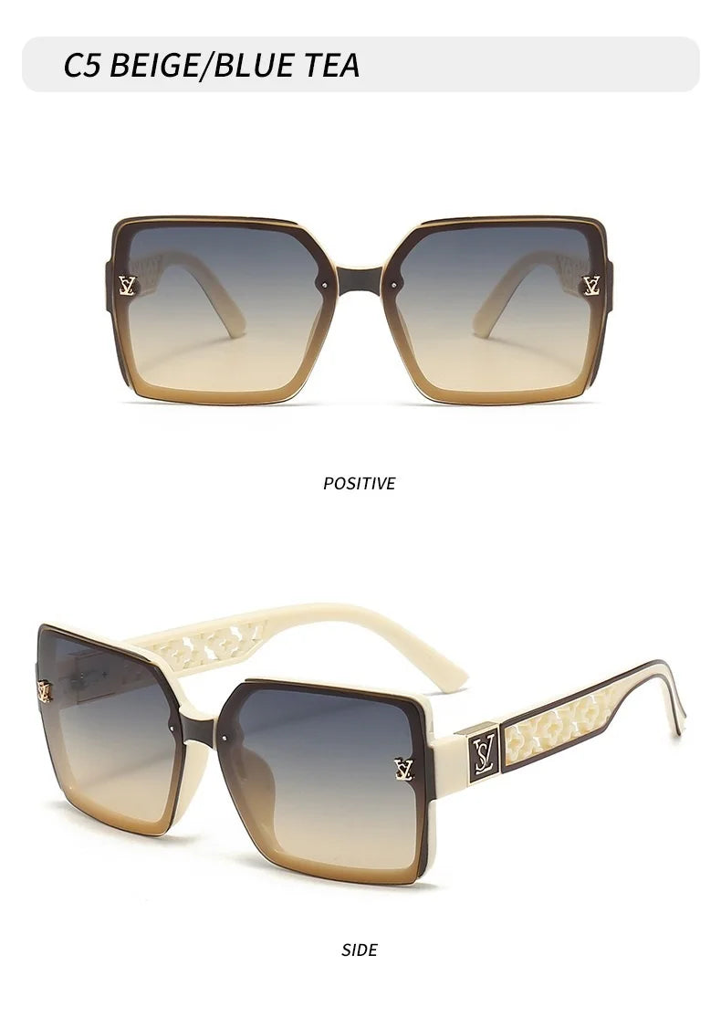 Luxury Stylish Brand Sunglasses for Women and Men Oversize Square Designer Sun Glasses Ladies Fashion Trend Eyewear UV400