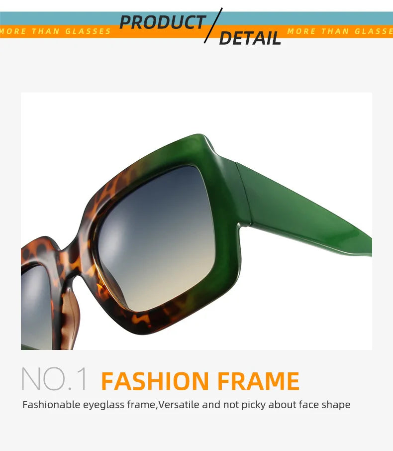 Fashion Women Oversize Sunglasses Gradient Retro Luxury Brand Designer Square Sun Glasses Female Trending Shades UV400 Eyeglas
