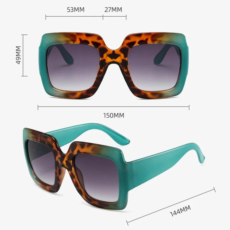 Fashion Women Oversize Sunglasses Gradient Retro Luxury Brand Designer Square Sun Glasses Female Trending Shades UV400 Eyeglas